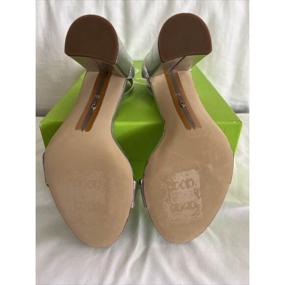 New Sam Edelman Silver Metallic Yaro Heels Size 8.5 - Picture 7 of 7